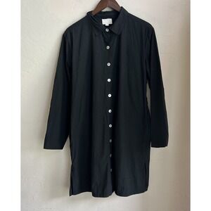Honest Cotton Penelope Dress O/S Black Shirt Dress Lagenlook Oversized Classic